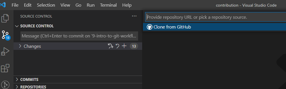 VS Code clone repo -screenshot