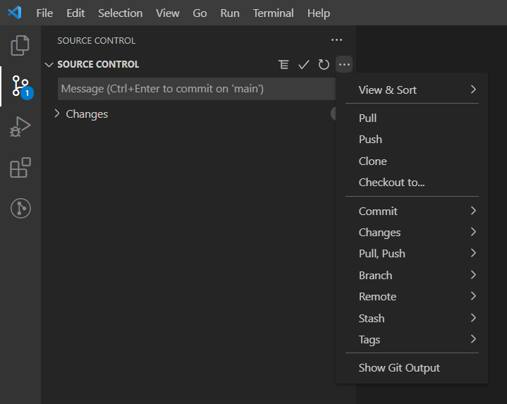 VS Code pull -screenshot