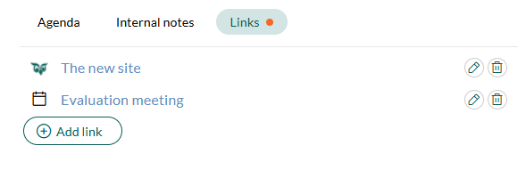 Links tab of a follow-up -screenshot