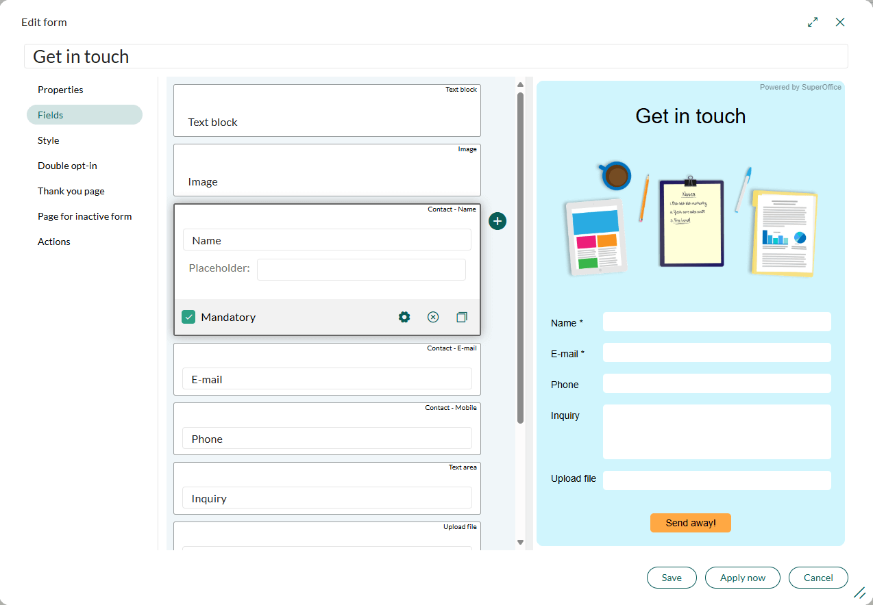 Create a template based on existing form -screenshot