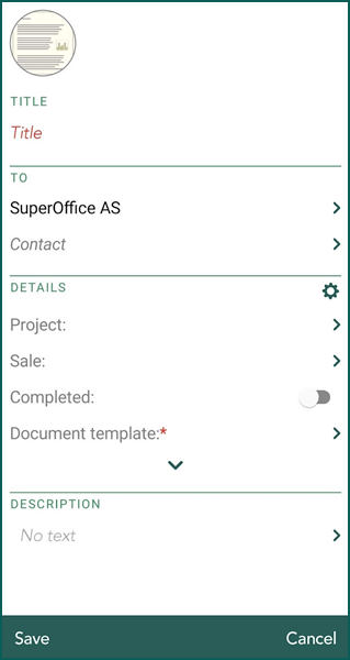 Create new SharePoint document screen -app-screen